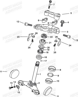 Colonne De Direction MASAI Pièces Moto Black Rod 125cc