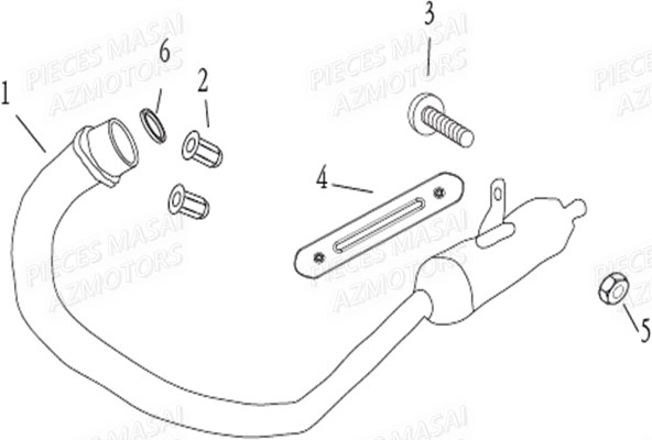 Echappement MASAI Pièces Moto Black Rod 125cc