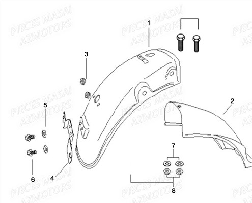 Garde Boue Arriere MASAI Pièces Moto Black Rod 125cc