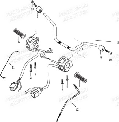 Guidon MASAI Pièces Moto Black Rod 125cc