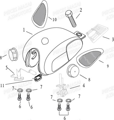 Reservoir MASAI Pièces Moto Black Rod 125cc