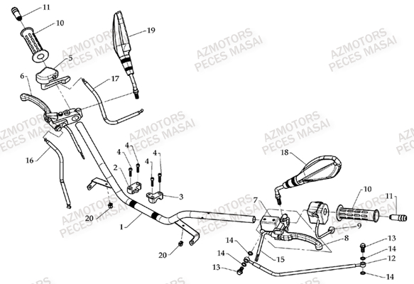Guidon MASAI Pièces Quad D360 R