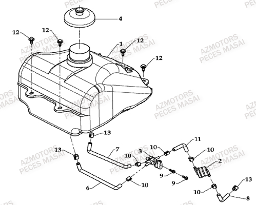 Reservoir AZMOTORS Pièces Quad D360 R