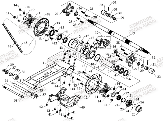 Train Arriere AZMOTORS Pièces Quad D360 R