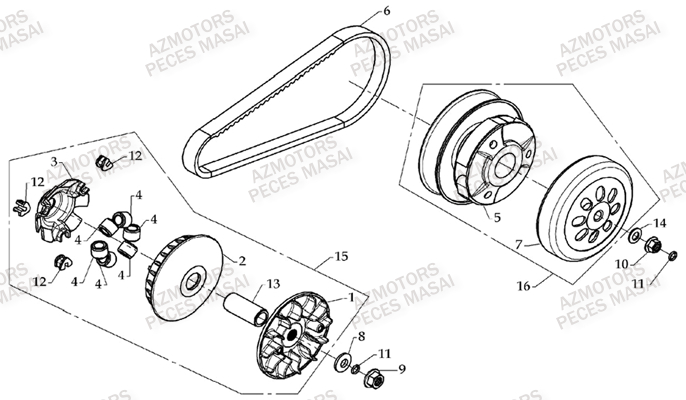Variateur MASAI Pièces Quad D360 R