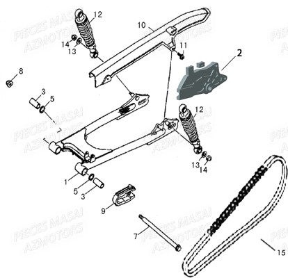 Bras Oscillant MASAI Pièces Moto DARK ROD 125cc