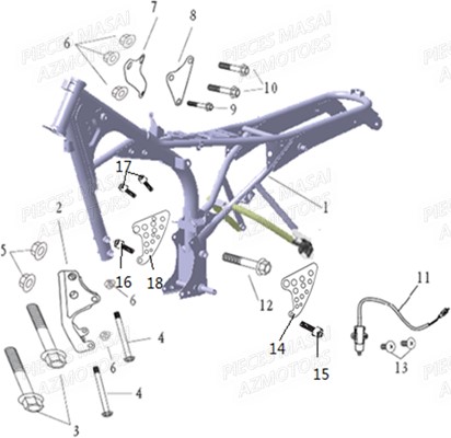 Chassis MASAI Pièces Moto DARK ROD 125cc