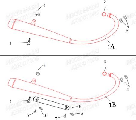 Echappement MASAI Pièces Moto DARK ROD 125cc