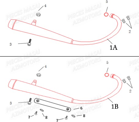 Echappement MASAI Pièces Moto DARK ROD 125cc