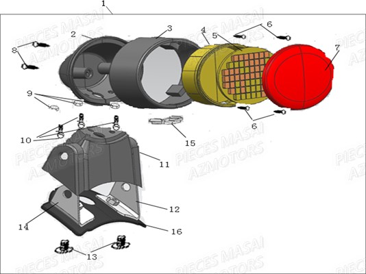 Eclairage Arriere MASAI Pièces Moto DARK ROD 125cc