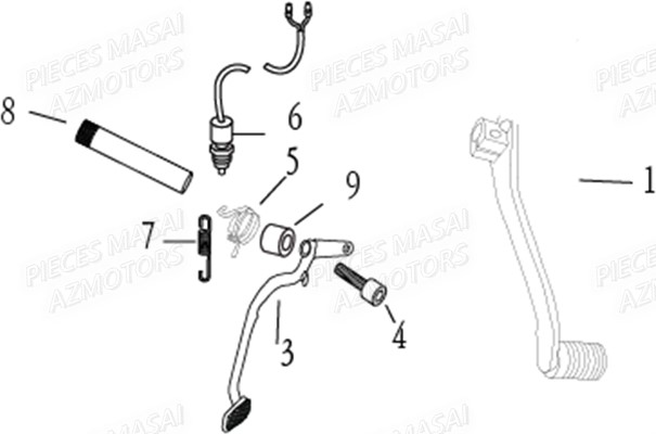 Pedale Frein MASAI Pièces Moto DARK ROD 125cc