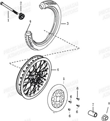 Roue Avant MASAI Pièces Moto DARK ROD 125cc