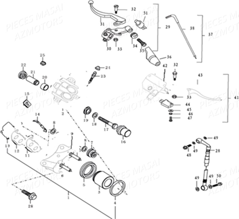 SYSTEME DE FREINAGE AZMOTORS MASAI DARK ROD 125