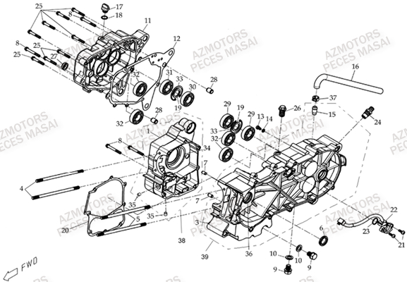 Carter Bas Moteur MASAI Pièces Quad L150 A150 Ultimate