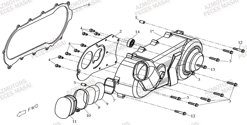 Carter Embrayage Gauche MASAI Pièces Quad L150 A150 Ultimate