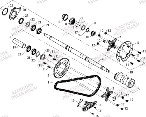 Axe Arriere MASAI Pièces Quad R460 DRIFT