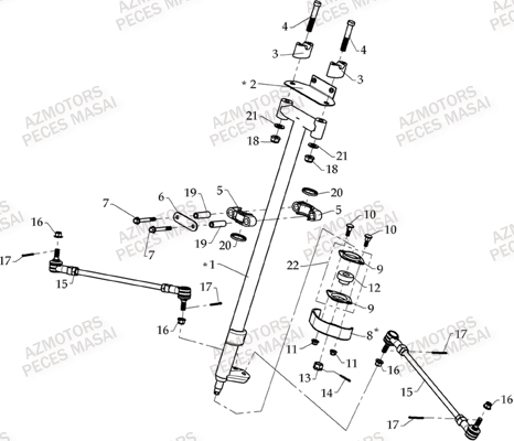 COLONNE DE DIRECTION AZMOTORS MASAI R460 DRIFT