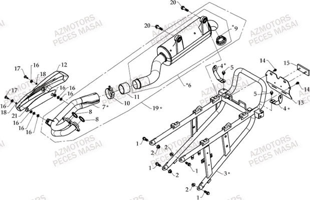 Echappement MASAI Pièces Quad R460 DRIFT