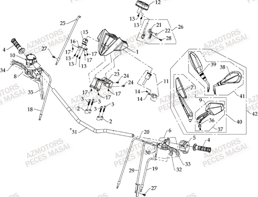 Guidon AZMOTORS Pièces Quad R460 DRIFT