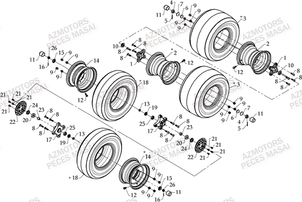 Roues AZMOTORS Pièces Quad R460 DRIFT