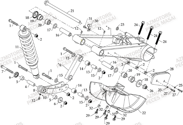 Suspension Arriere MASAI Pièces Quad R460 DRIFT