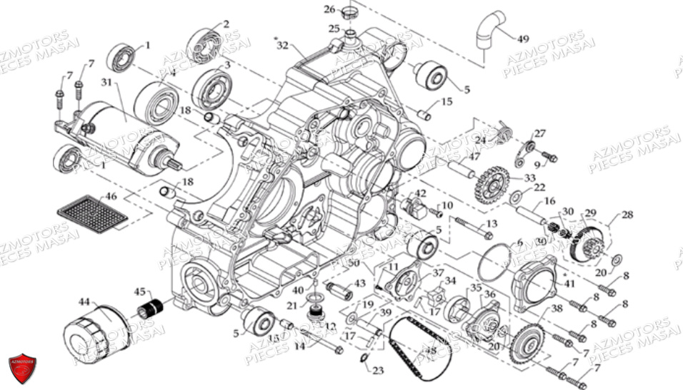 CARTER MOTEUR GAUCHE AZMOTORS MASAI S600 CROSSOVER