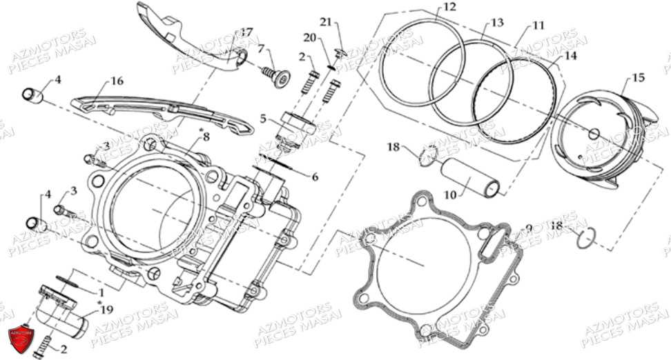 Cylindre AZMOTORS Pièces Quad S600 CROSSOVER