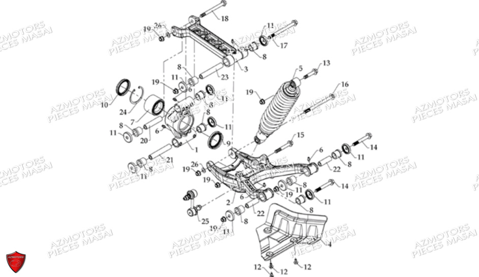 Suspension Arriere Droite MASAI Pièces Quad S600 CROSSOVER