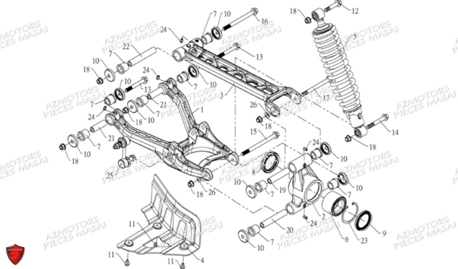 Suspension Arriere Gauche MASAI Pièces Quad S600 CROSSOVER