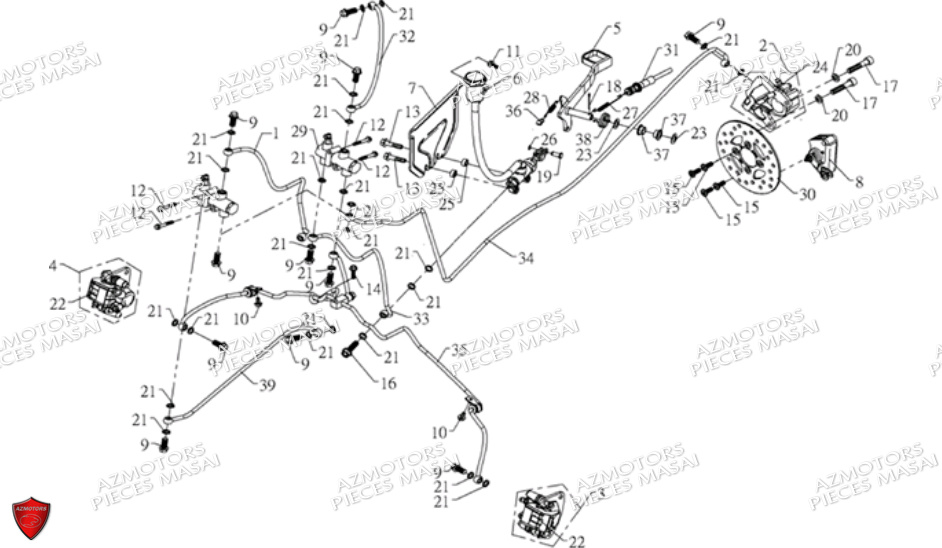 Systeme De Freinage AZMOTORS Pièces Quad S600 CROSSOVER