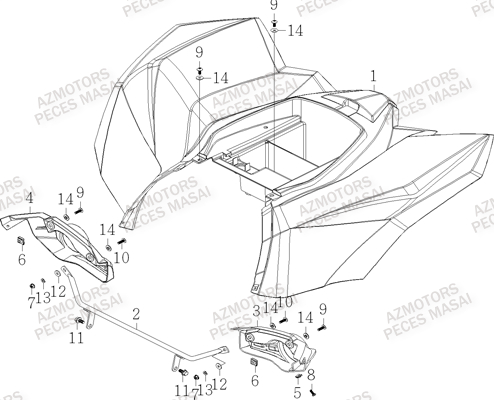 Carrosserie Arriere AZMOTORS Pièces Quad S750 CROSSOVER