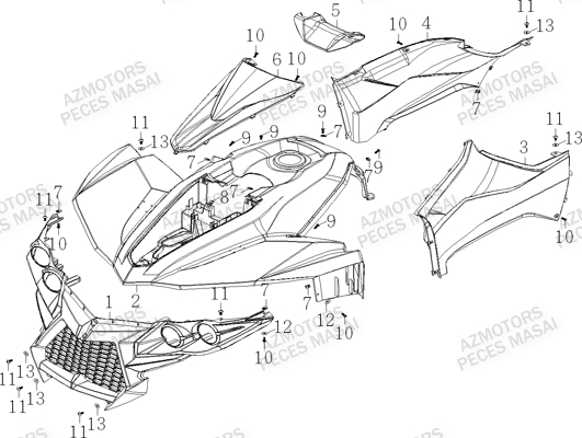 Carrosserie Avant AZMOTORS Pièces Quad S750 CROSSOVER