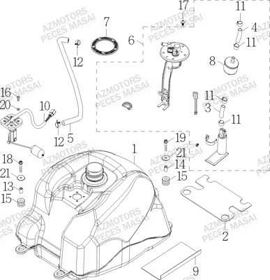 Reservoir AZMOTORS Pièces Quad S750 CROSSOVER