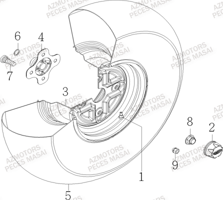 Roue Arriere AZMOTORS Pièces Quad S750 CROSSOVER