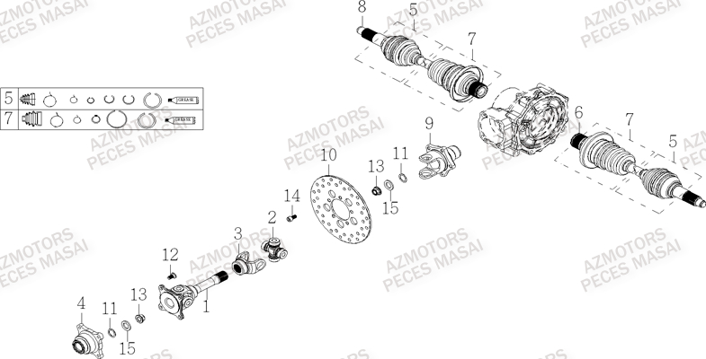 Transmission Arriere AZMOTORS Pièces Quad S750 CROSSOVER