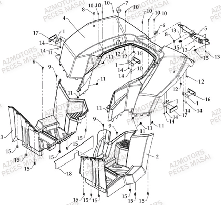 Carrosserie Arriere MASAI Pièces Quad S800 CROSSOVER