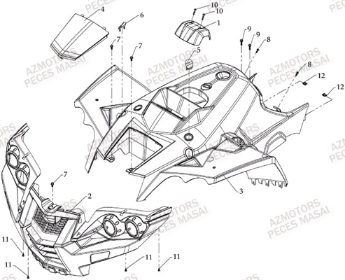 Carrosserie Avant MASAI Pièces Quad S800 CROSSOVER