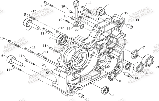 CARTER MOTEUR DROIT AZMOTORS MASAI S800 CROSSOVER