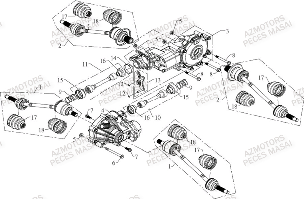 PONT ARRIERE ET PONT AVANT pour MASAI S800 CROSSOVER