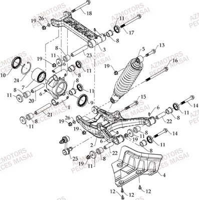 SUSPENSION ARRIERE DROITE pour MASAI S800 CROSSOVER