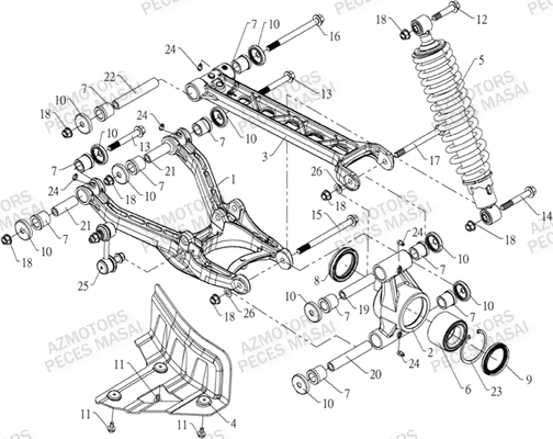 Suspension Arriere Gauche MASAI Pièces Quad S800 CROSSOVER