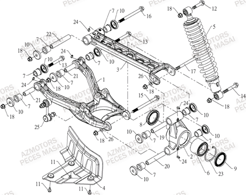 SUSPENSION ARRIERE GAUCHE pour MASAI S800 CROSSOVER