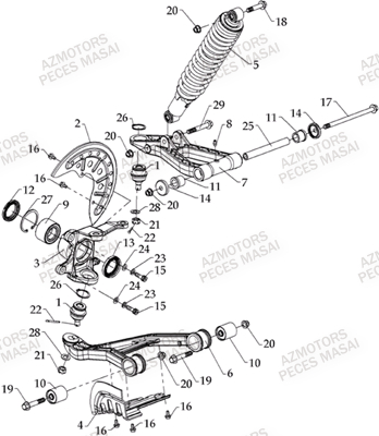 Suspension Avant Droite MASAI Pièces Quad S800 CROSSOVER