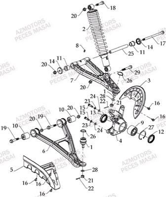 SUSPENSION AVANT GAUCHE pour MASAI S800 CROSSOVER