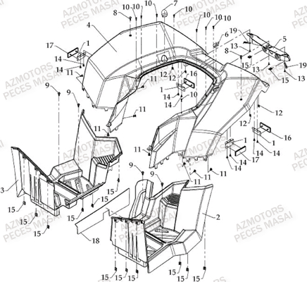 CARROSSERIE ARRIERE AZMOTORS MASAI S800 I