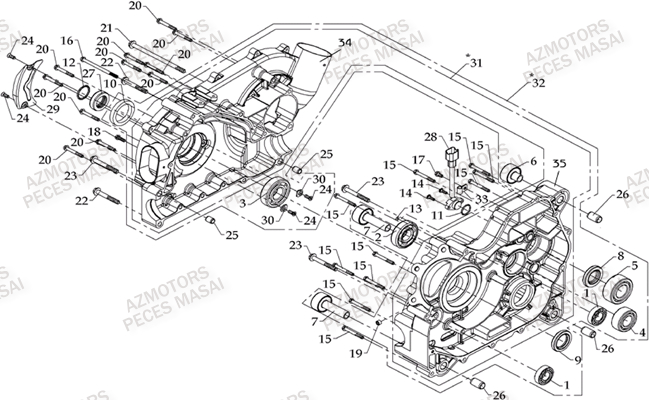 Carter Moteur Droit MASAI Pièces Quad S800i CROSSOVER