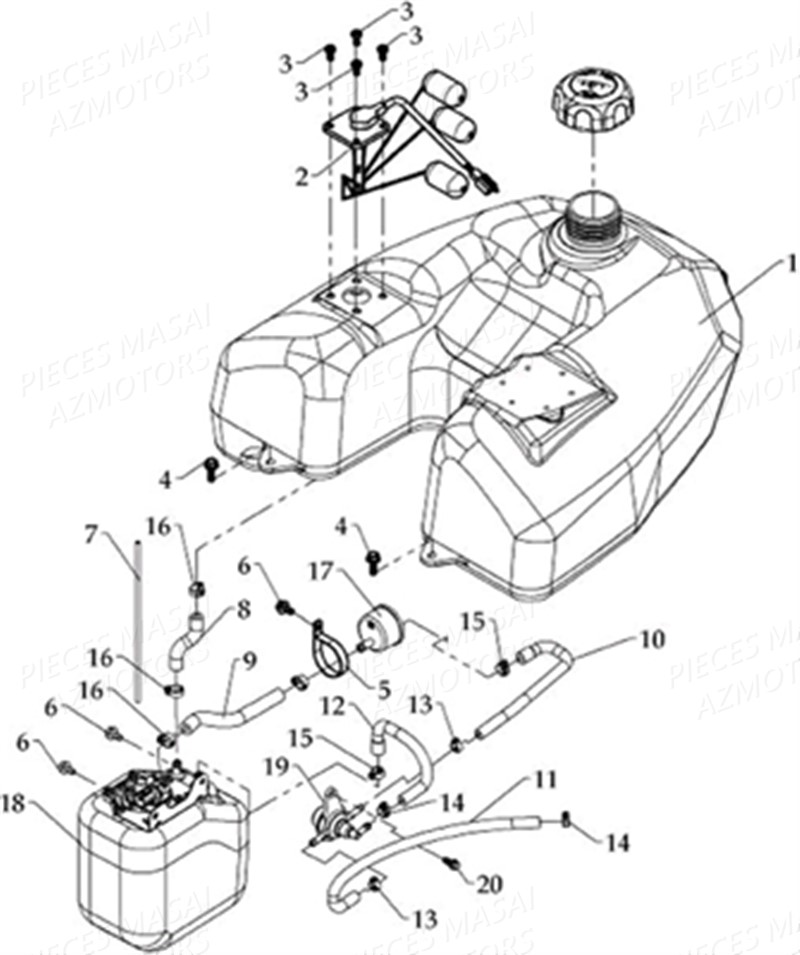 RESERVOIR CARBURANT AZMOTORS MASAI S800 I