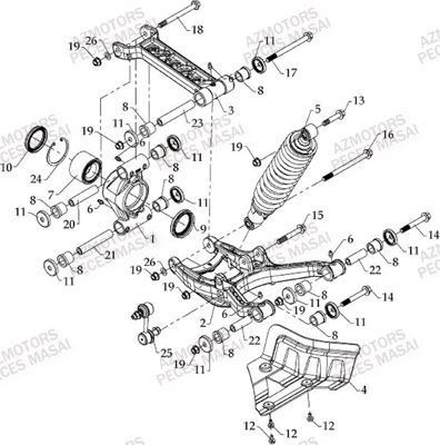 Suspension Arriere Droite MASAI Pièces Quad S800i CROSSOVER