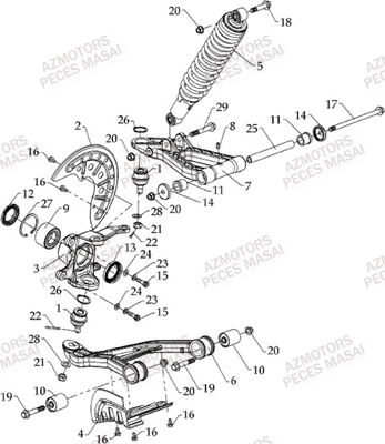 Suspension Avant Droite MASAI Pièces Quad S800i CROSSOVER