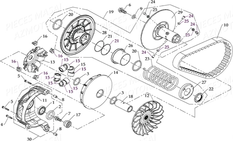 VARIATEUR EMBRAYAGE AZMOTORS MASAI S800 I